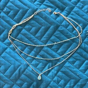 Elegant Gold Layered Necklace with Teardrop Pendant